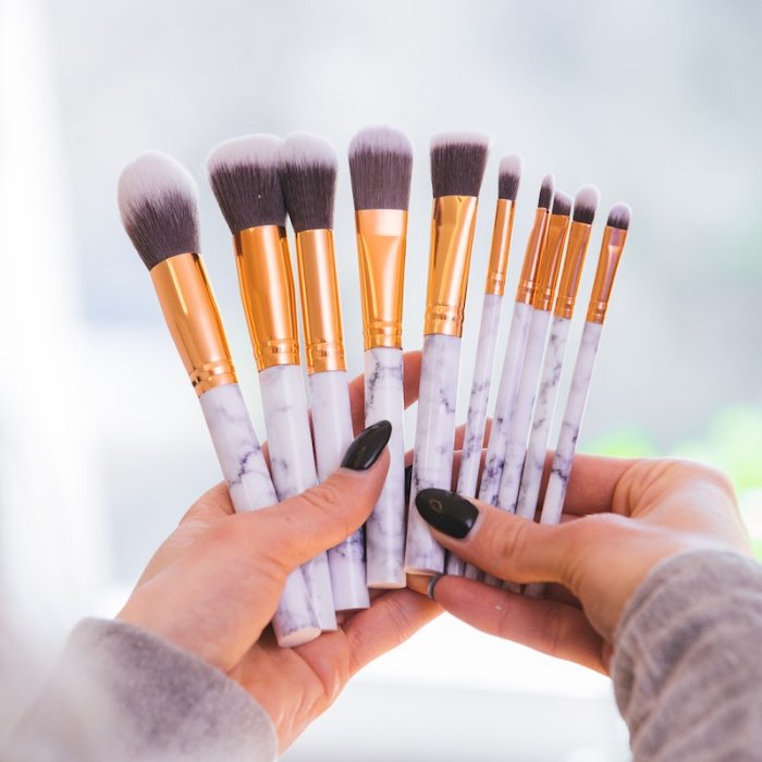 Make-up brushes in marble (10 pcs)