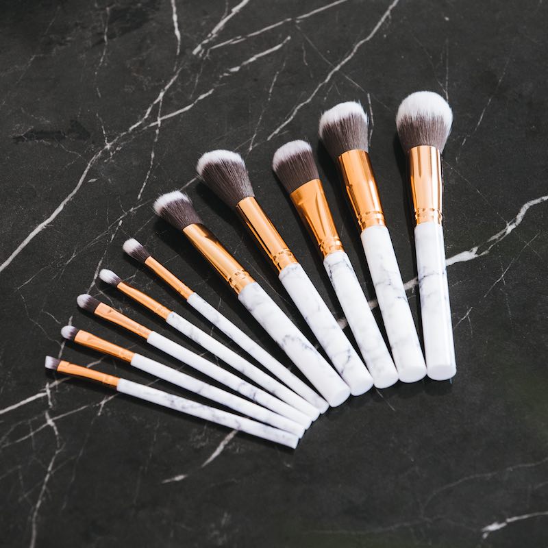 Make-up brushes in marble (10 pcs)